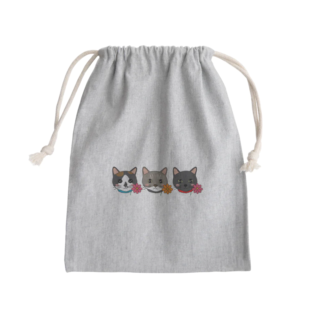 photo-kiokuのコスモスを付けている猫【かりん＆まろん＆じげん】 Mini Drawstring Bag