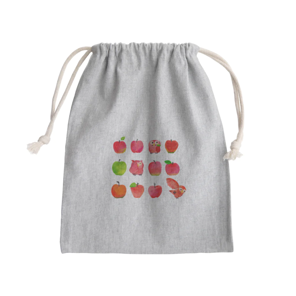 zakka shop Owls & Apples のりんごと赤ちゃんふくろう Mini Drawstring Bag