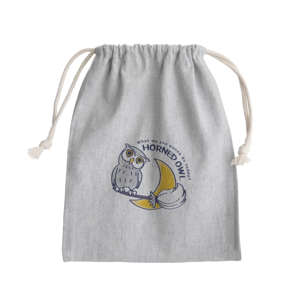 イラスト MONYAAT のCT71 夜の誘惑 HORNED OWL_A Mini Drawstring Bag