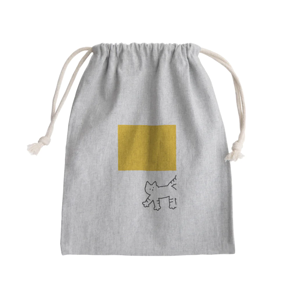 chooseのねことはんぶんきいろ Mini Drawstring Bag