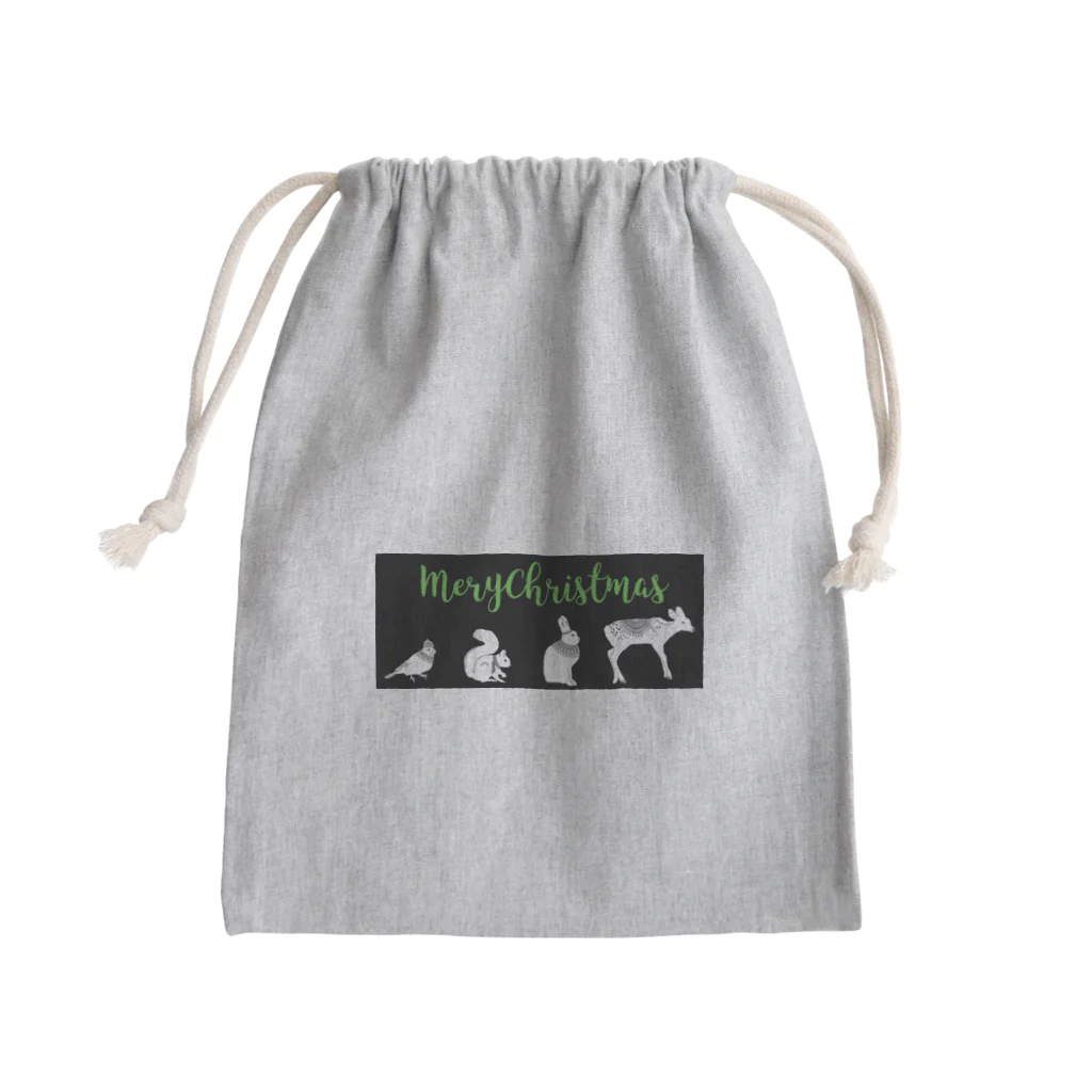 qunqunのMeryChristmas(BLACK) Mini Drawstring Bag