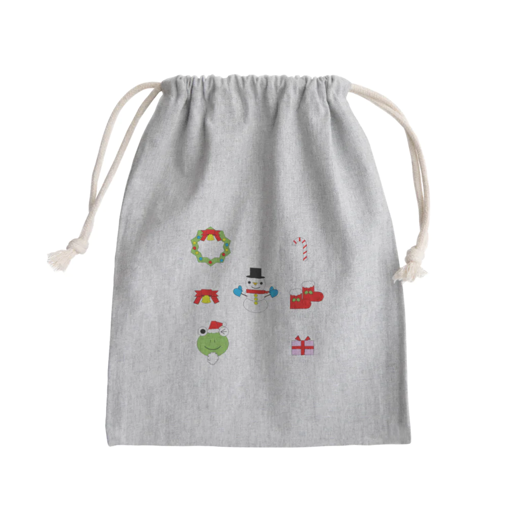 🐸かえるさんと仲間たち🐸のかえるさんのクリスマスB Mini Drawstring Bag