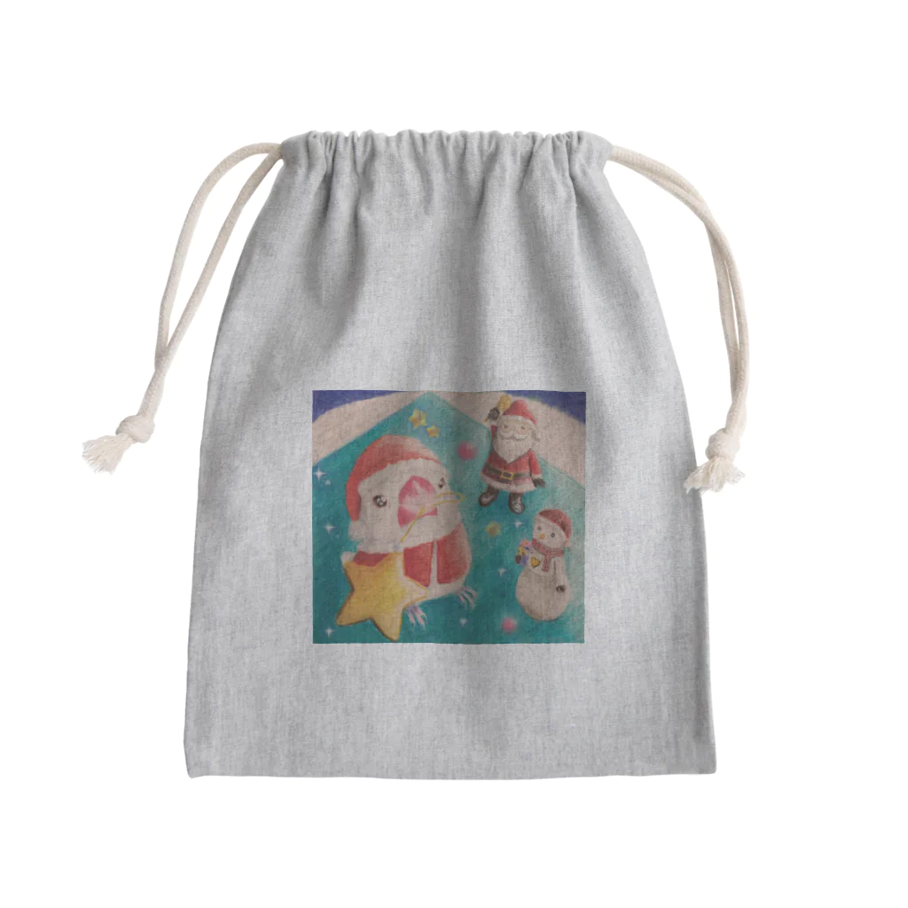 文鳥さんと仲間たちのクリスマスのおてつだいA Mini Drawstring Bag