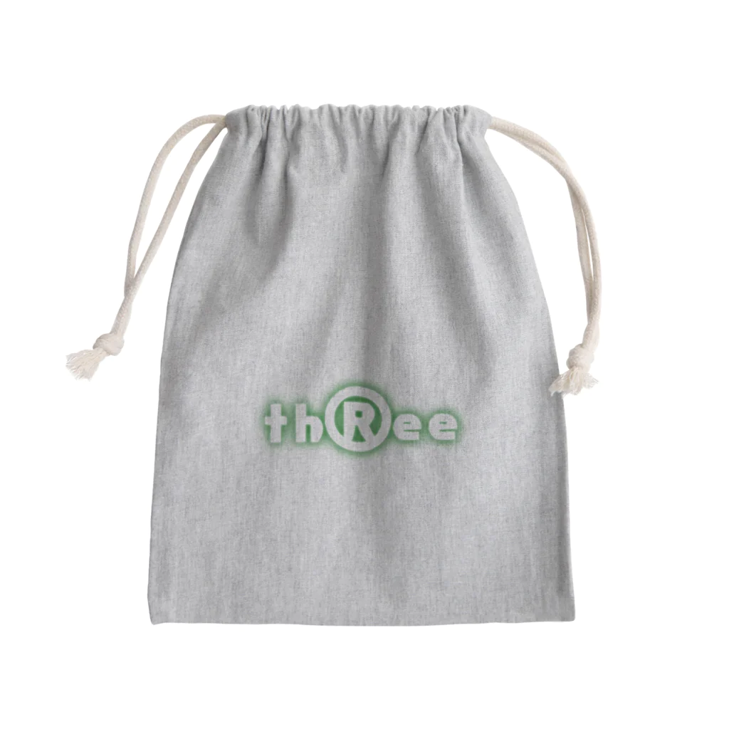 th®︎eeのthree LOGO NEON ForestGreen きんちゃく