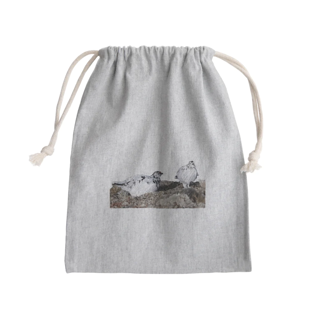 静かな山の頂への雷鳥のカップル Mini Drawstring Bag