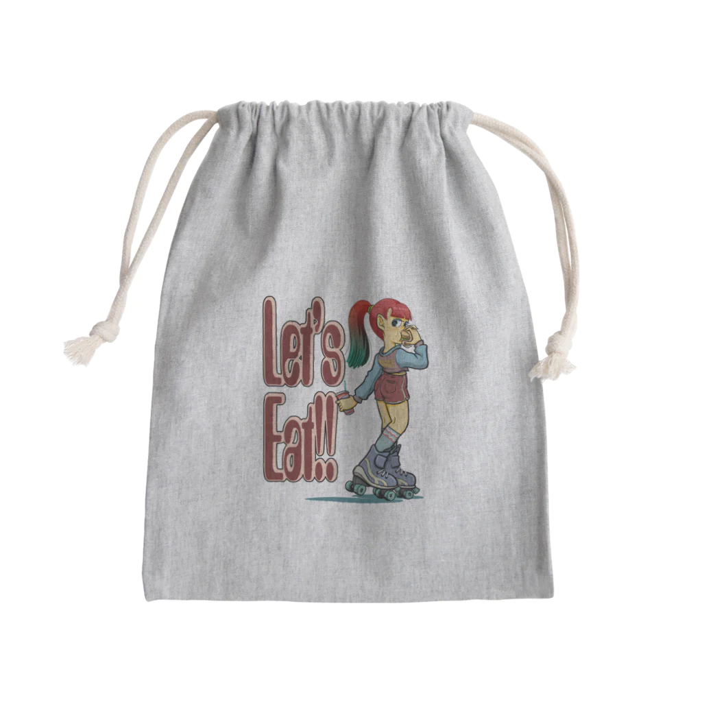 nidan-illustrationの“let's eat!!" Mini Drawstring Bag