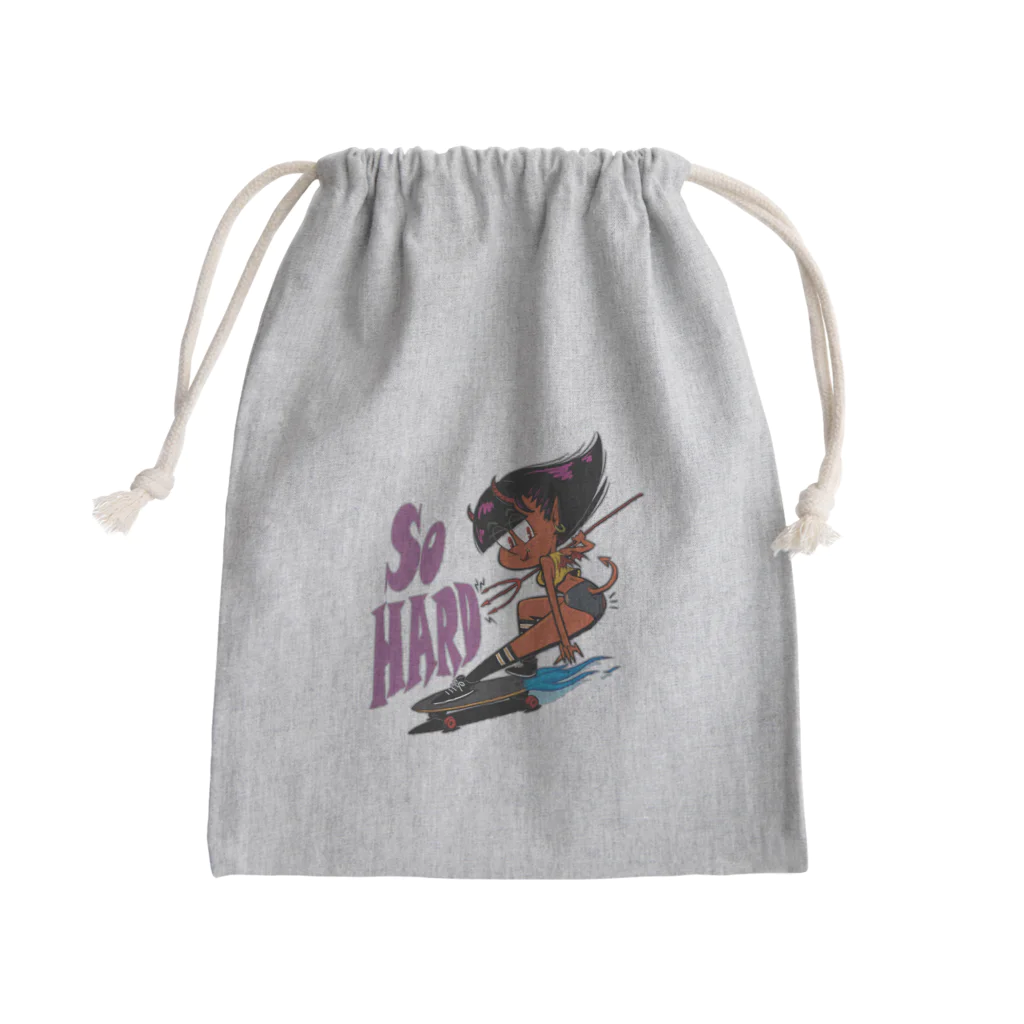 nidan-illustrationの“So HARD” Mini Drawstring Bag