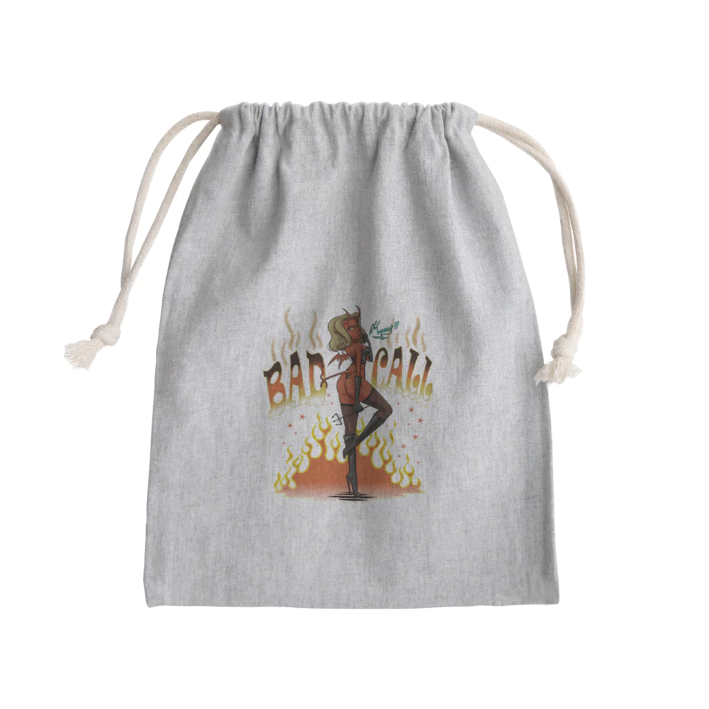 nidan-illustrationの"BAD CALL" Mini Drawstring Bag