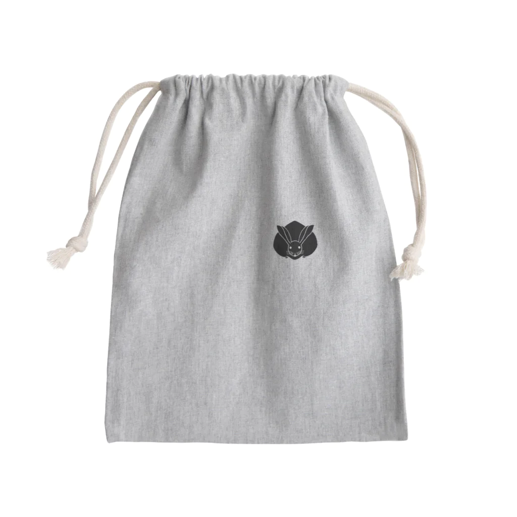 puikkoの家紋　真向き兎（ワンポイント　黒） Mini Drawstring Bag