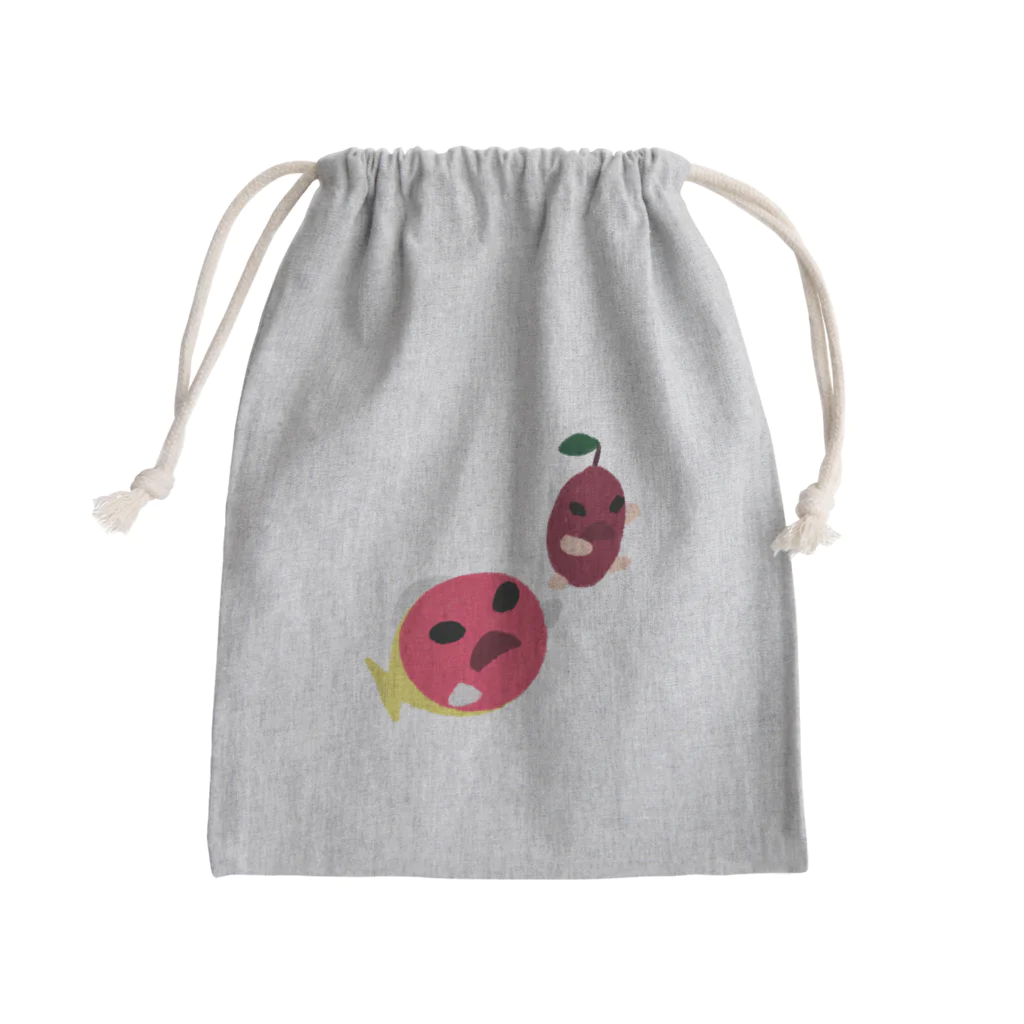 小梅と桃子のバイカラードッティバックから逃げるさつまいも Mini Drawstring Bag