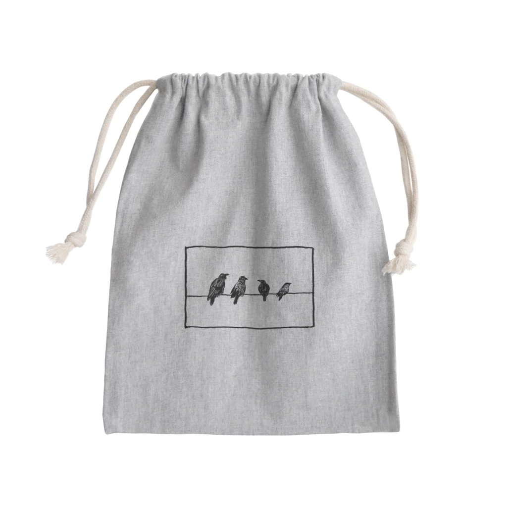 yawarakanezumiの４羽のカラス Mini Drawstring Bag