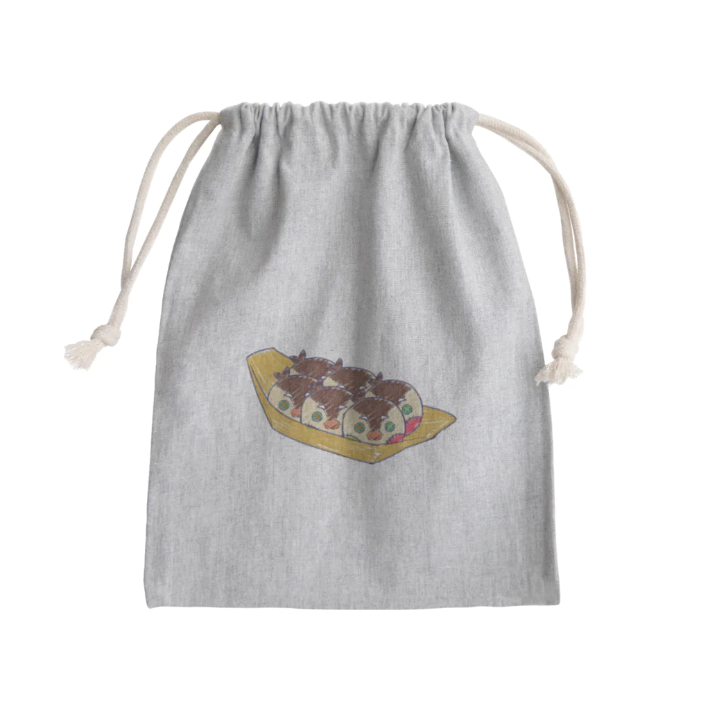 ねるまんしょっぷのたこ焼き雀ちゃん Mini Drawstring Bag