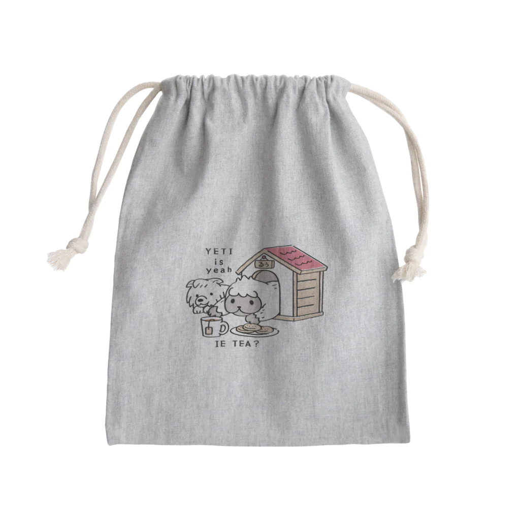 イラスト MONYAAT のCT112 YETI is yeahの家でお茶 Mini Drawstring Bag