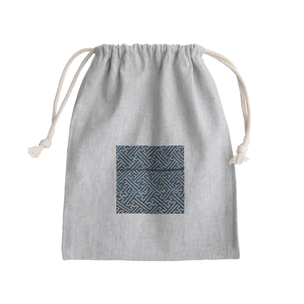 【松】黒金アートこぎん和紙和柄の紗綾形3段img Mini Drawstring Bag