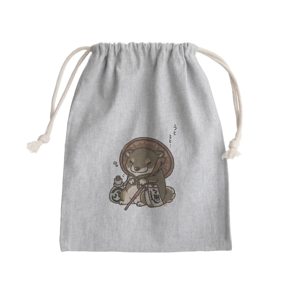 真希ナルセ（マキナル）の信楽焼のタヌキ風柴犬（黒柴） Mini Drawstring Bag