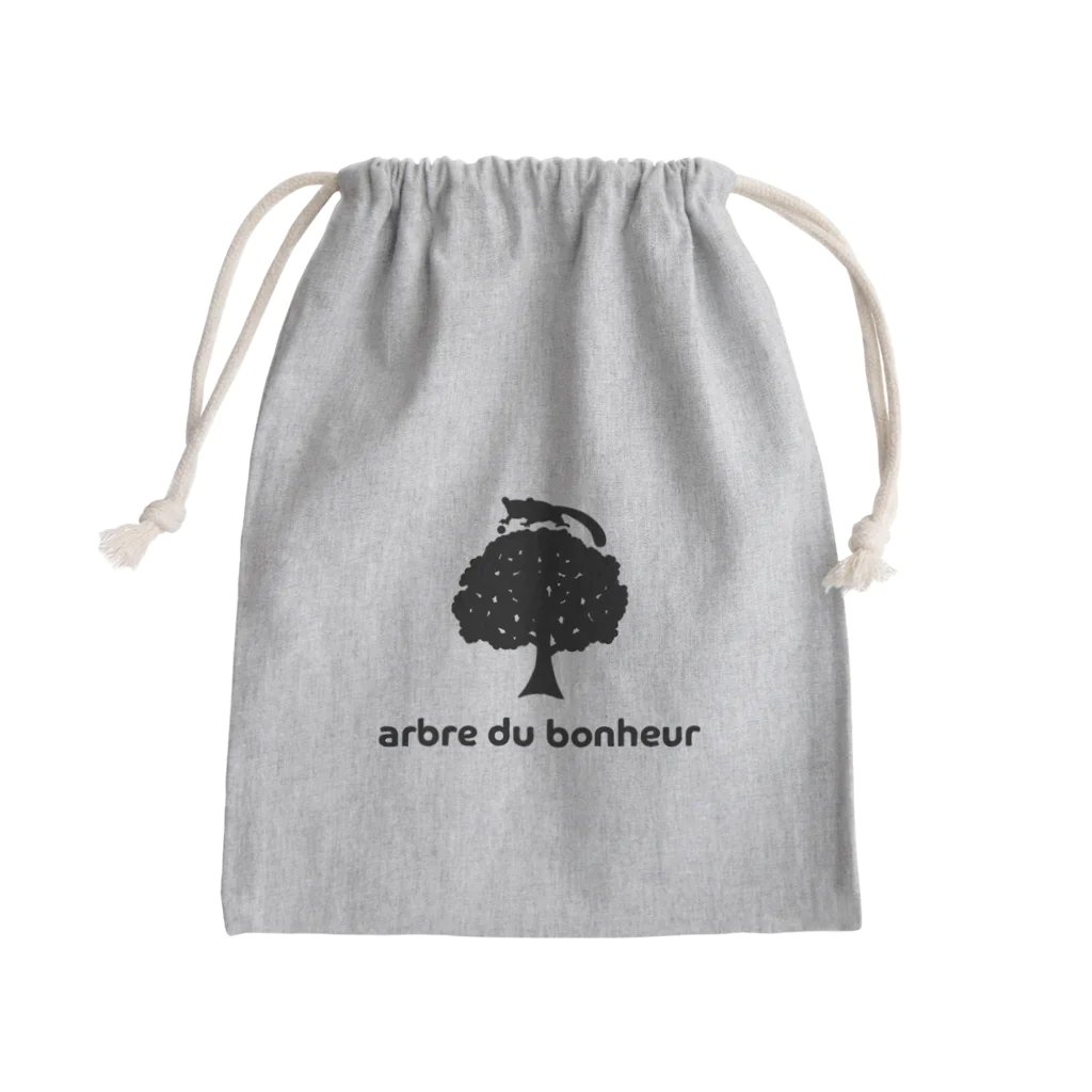 arbre du bonheurのarbre du bonheur ロゴ ブラック Mini Drawstring Bag