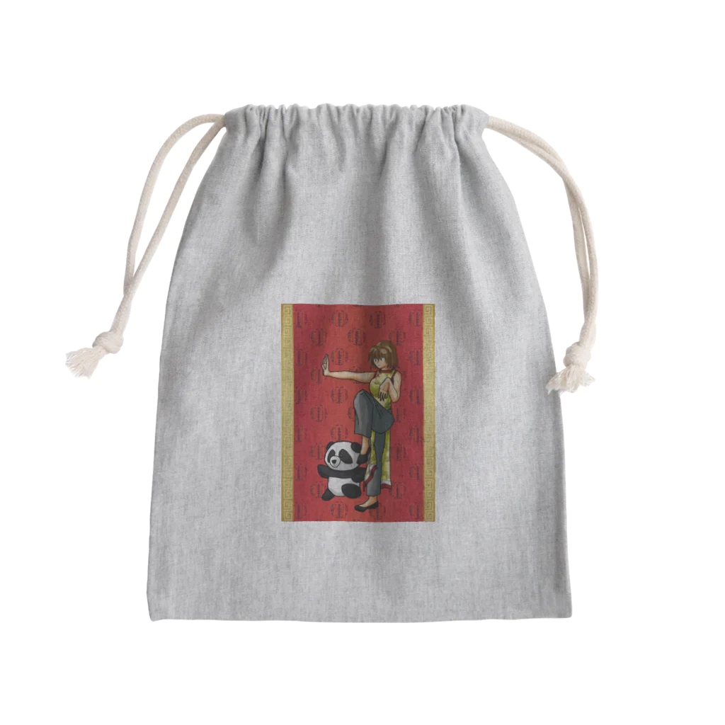 Drecome_Designのカンフーガール Mini Drawstring Bag
