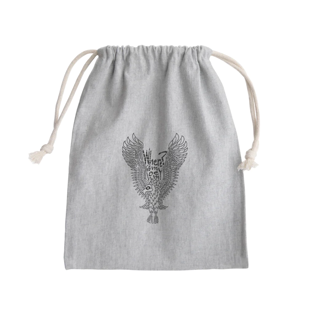 変Ｔ屋のアクイラさんブラックライン Mini Drawstring Bag