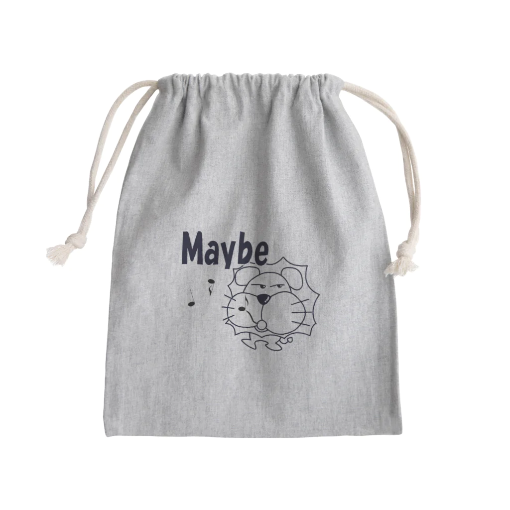 ワン太フルのTシャツ屋さんのライオン君 Maybe 黒 Mini Drawstring Bag