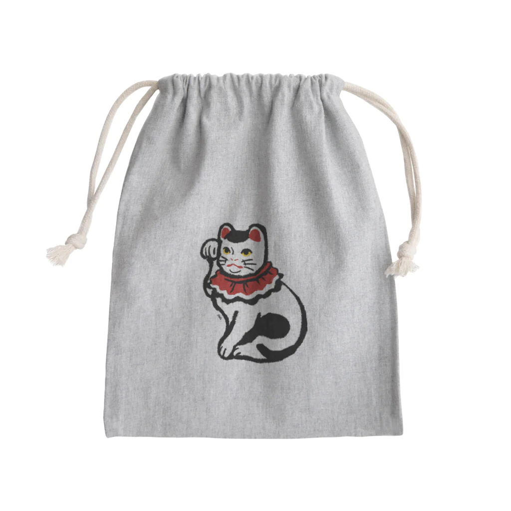 ^‥^ｼｬﾑの丸〆猫 Mini Drawstring Bag