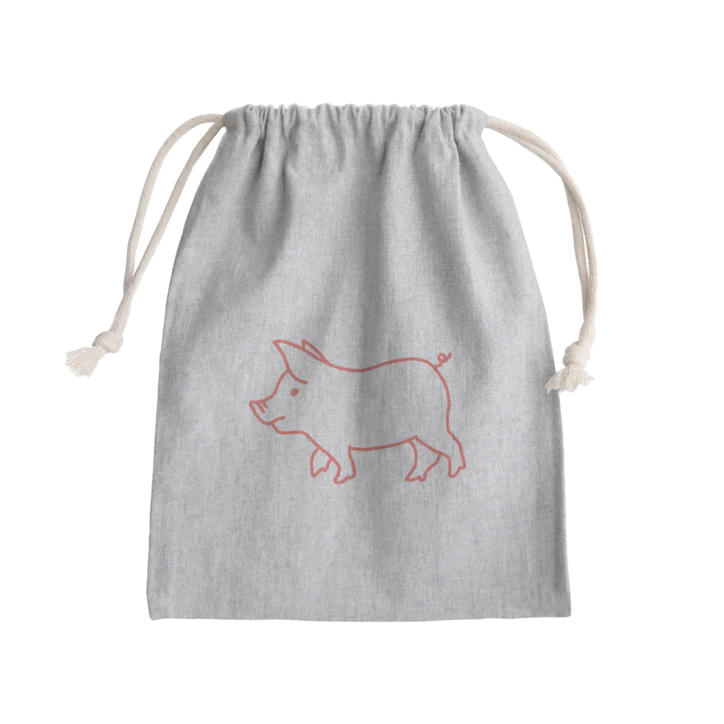 liliumのピンク豚【線】 Mini Drawstring Bag