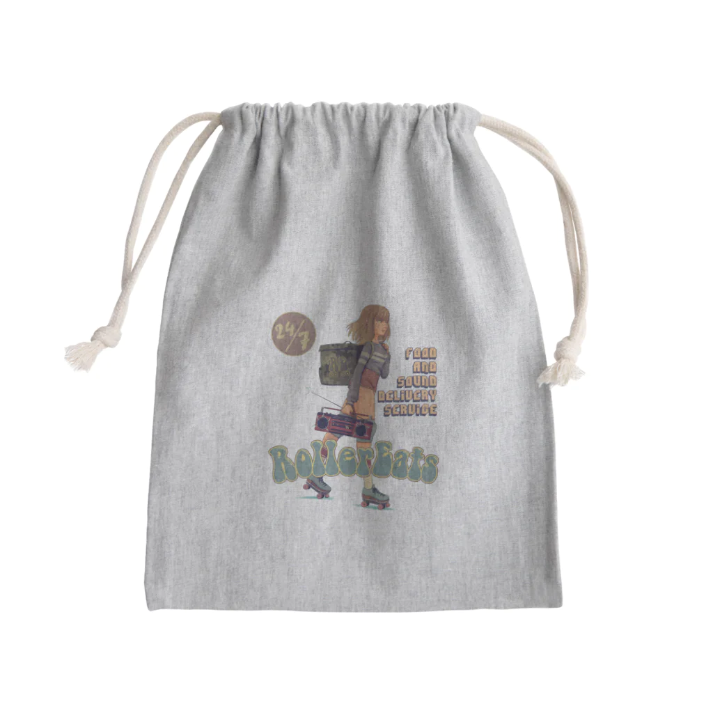 nidan-illustrationの"ROLLER EATS" Mini Drawstring Bag