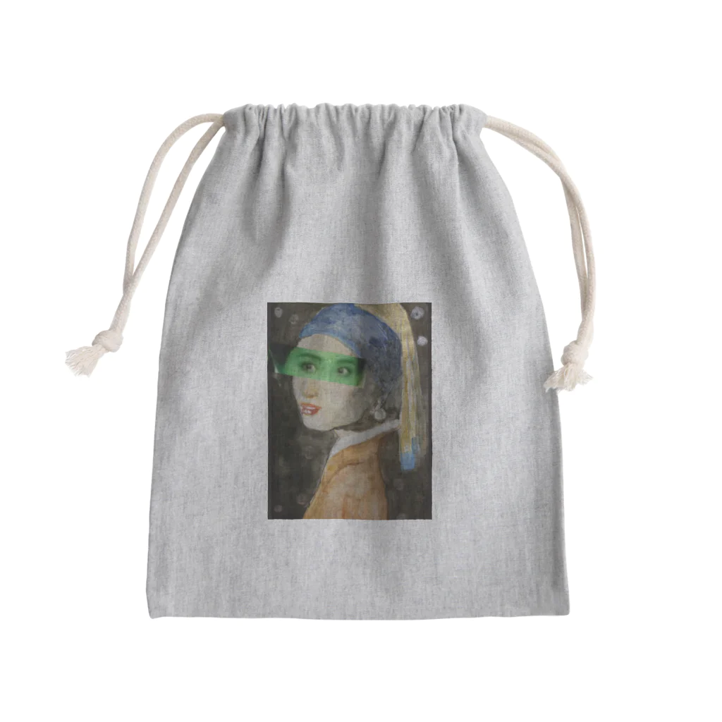 水彩屋の真珠の耳飾りの少女ピカソ風 Mini Drawstring Bag