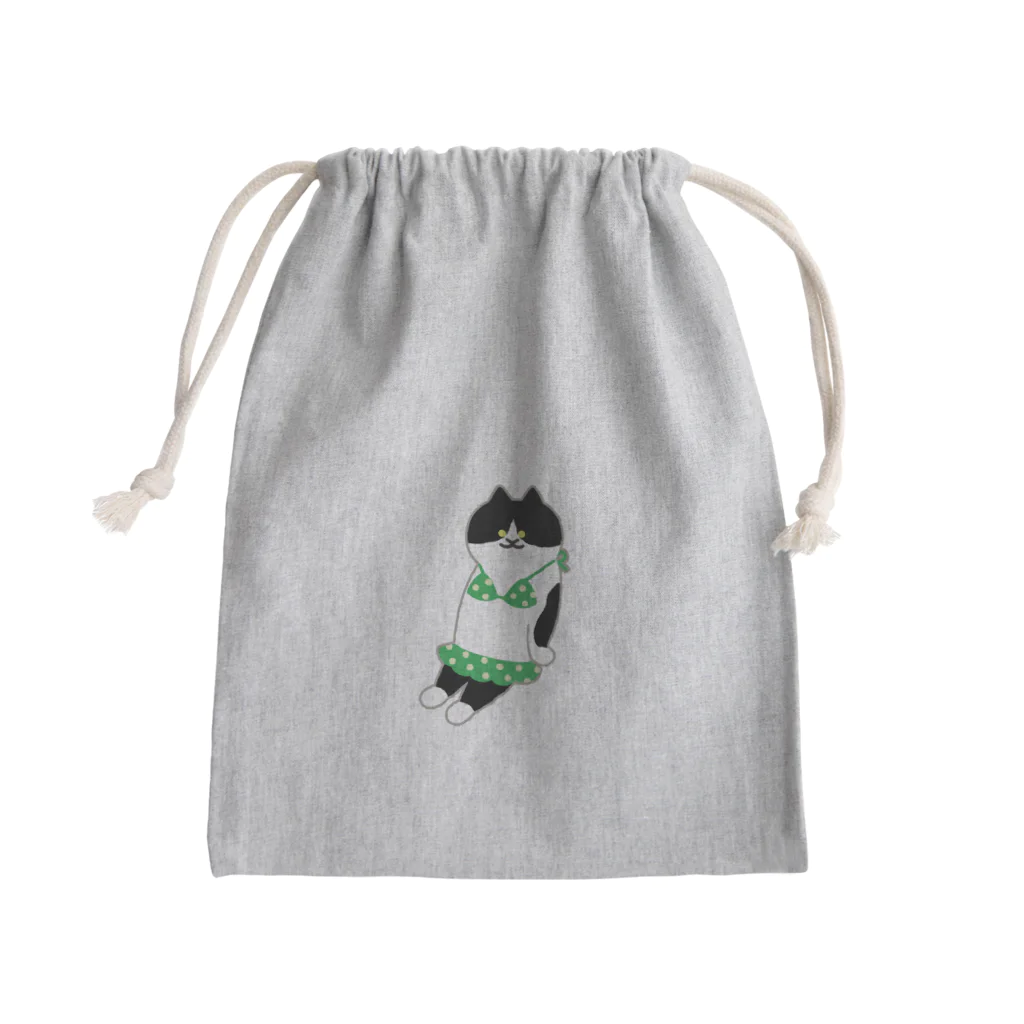 SUIMINグッズのお店の緑のビキニのねこ Mini Drawstring Bag