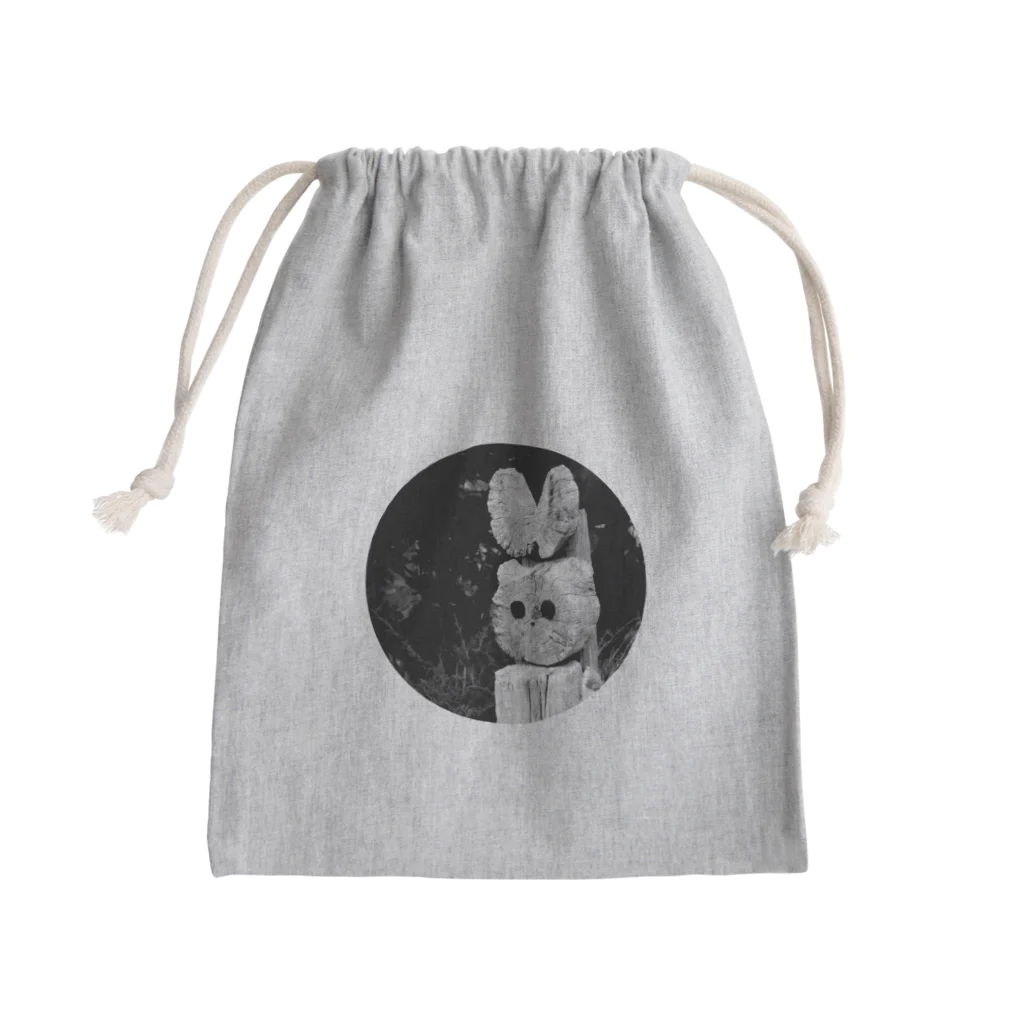 梟の森商会のうさ木モノクロ Mini Drawstring Bag