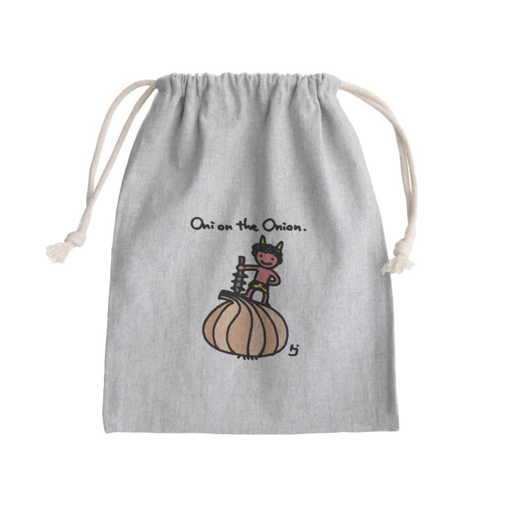 もじゃやまのタマネギの上に鬼 Mini Drawstring Bag