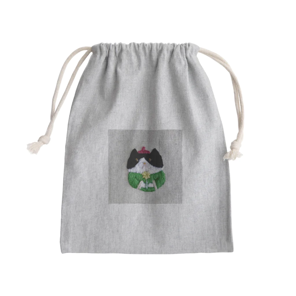 chimat.の花をもった猫さん（Green） Mini Drawstring Bag