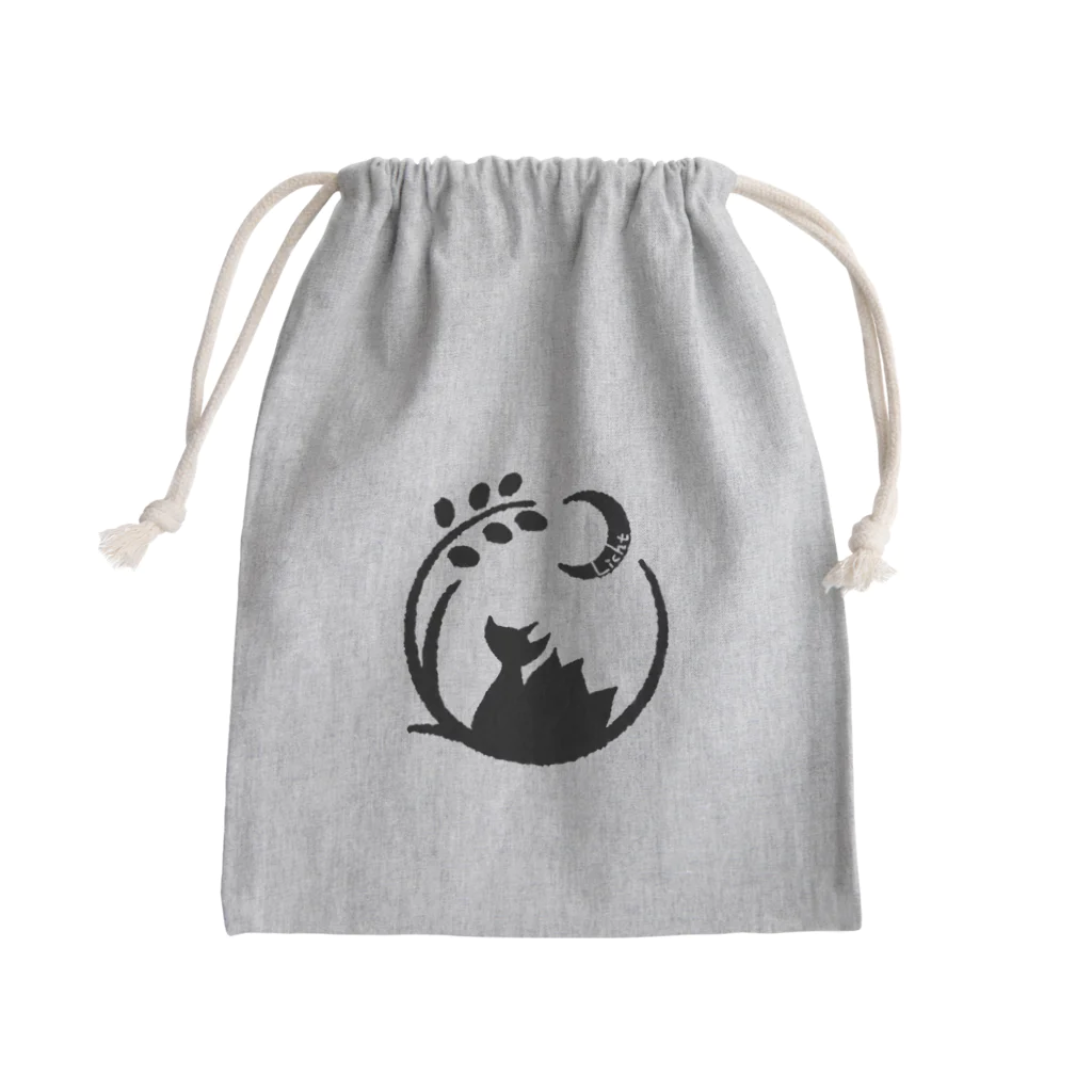 りひと／おいなりのLichtロゴ 濡羽色 Mini Drawstring Bag