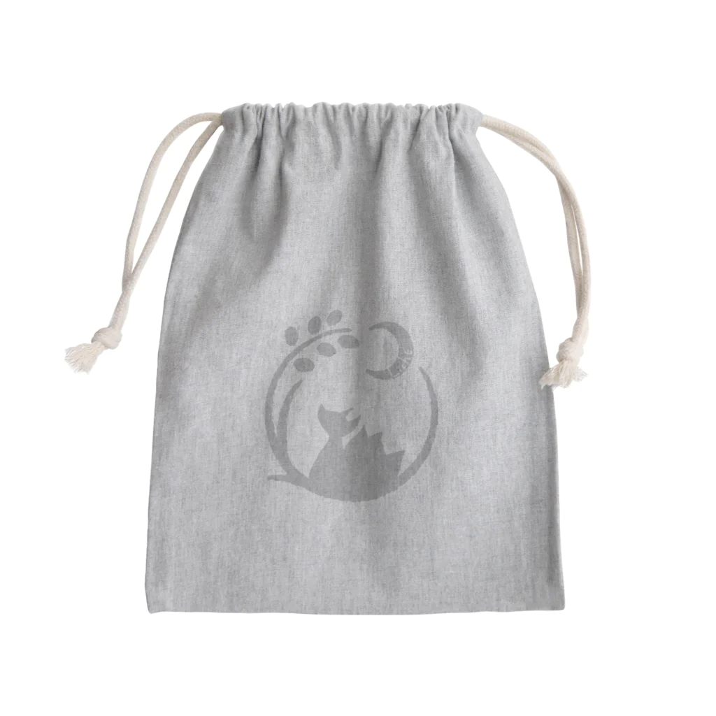 りひと／おいなりのLichtロゴ 白鼠 Mini Drawstring Bag