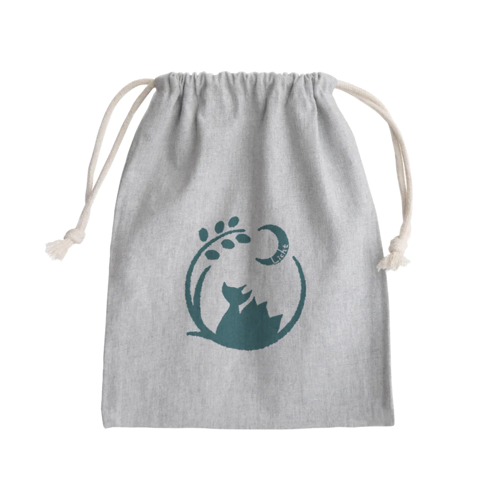 りひと／おいなりのLichtロゴ 納戸色 Mini Drawstring Bag