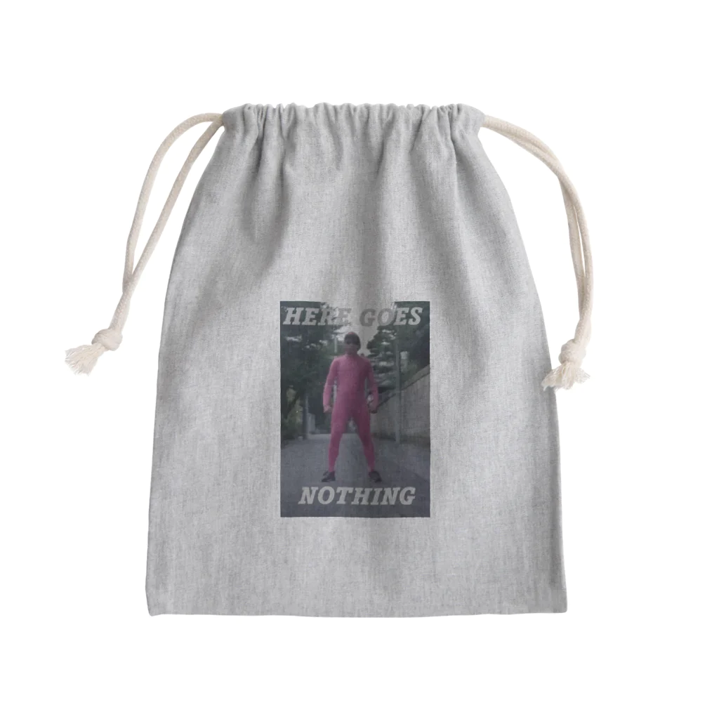 オレンジ色のHere goes nothing. Mini Drawstring Bag