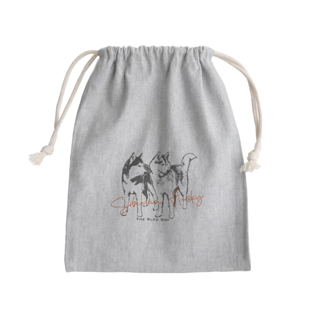 cro_lunaの2匹のハスキー(オレンジ) Mini Drawstring Bag