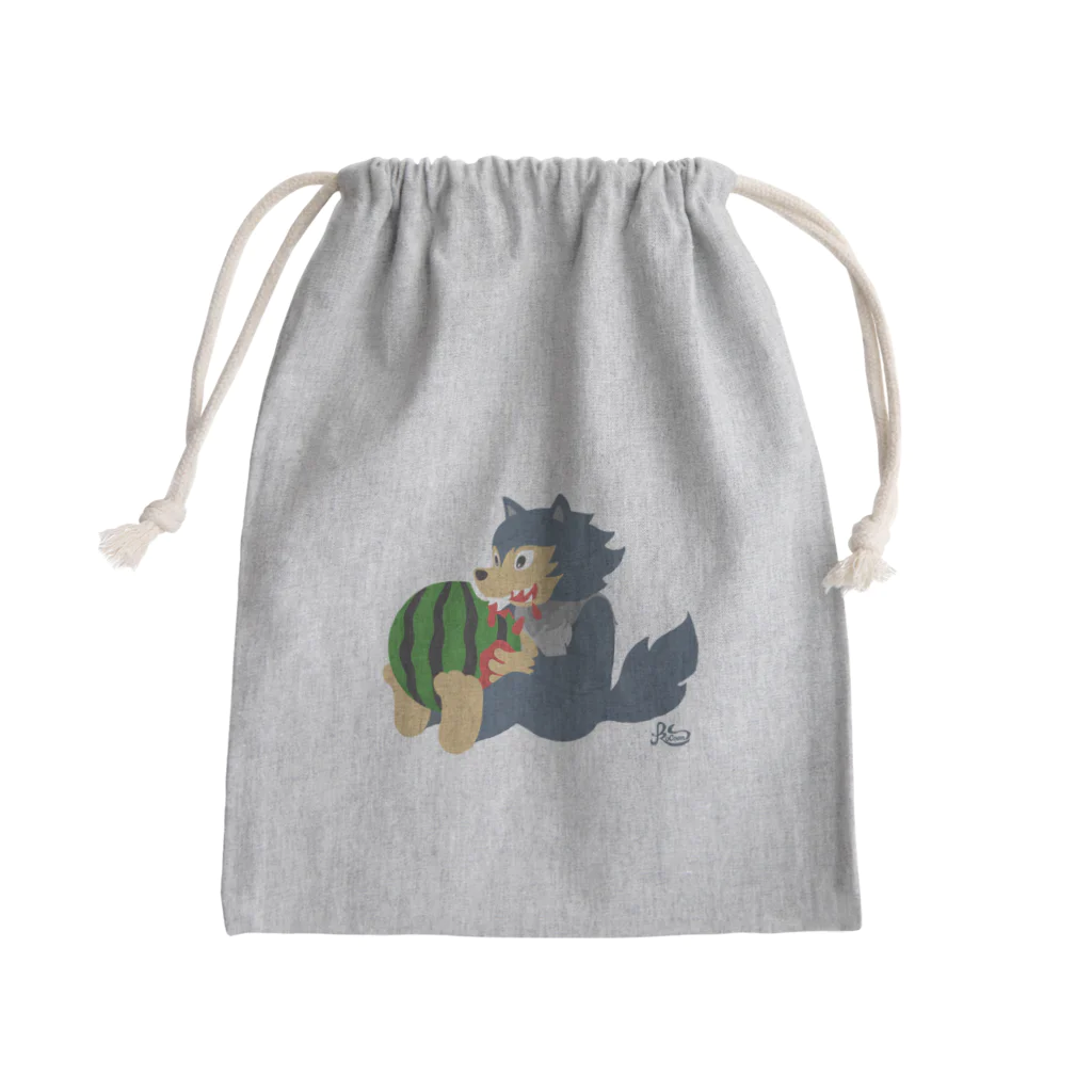 kocoon（コクーン）のスイカをかじるオオカミ Mini Drawstring Bag