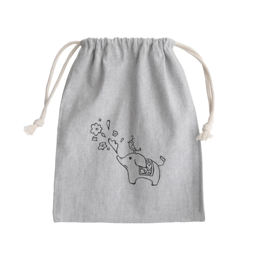 かんかん♪まーと＊。のゾウさんとお花 Mini Drawstring Bag