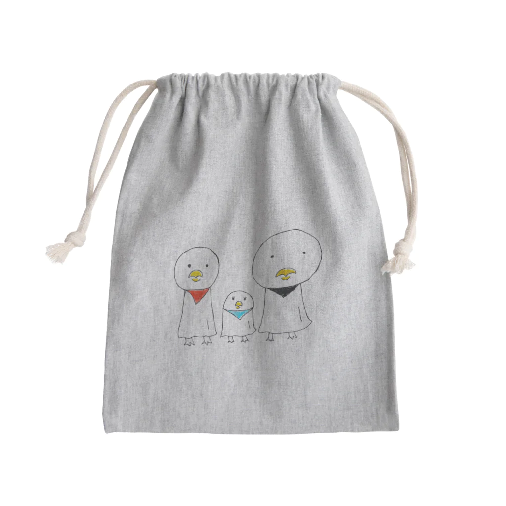 おふせやのとりとなかまたちきんちゃく Mini Drawstring Bag