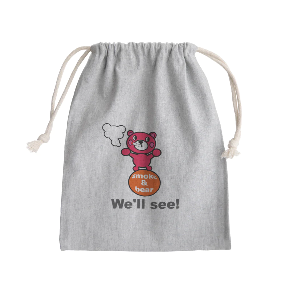 オリジナルデザインTシャツ　SMOKIN'の玉のりモクモックマ ピンク Mini Drawstring Bag