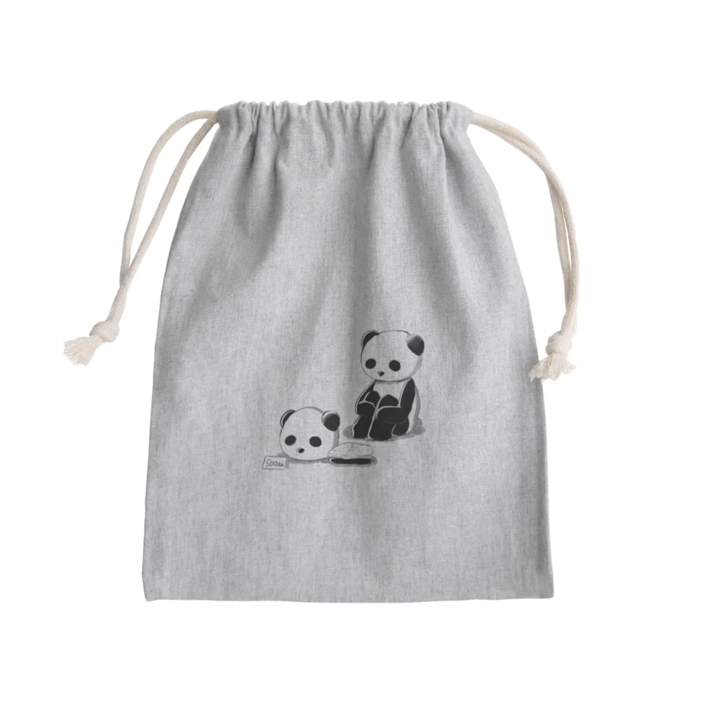 4treesのパンダも大変だ Mini Drawstring Bag