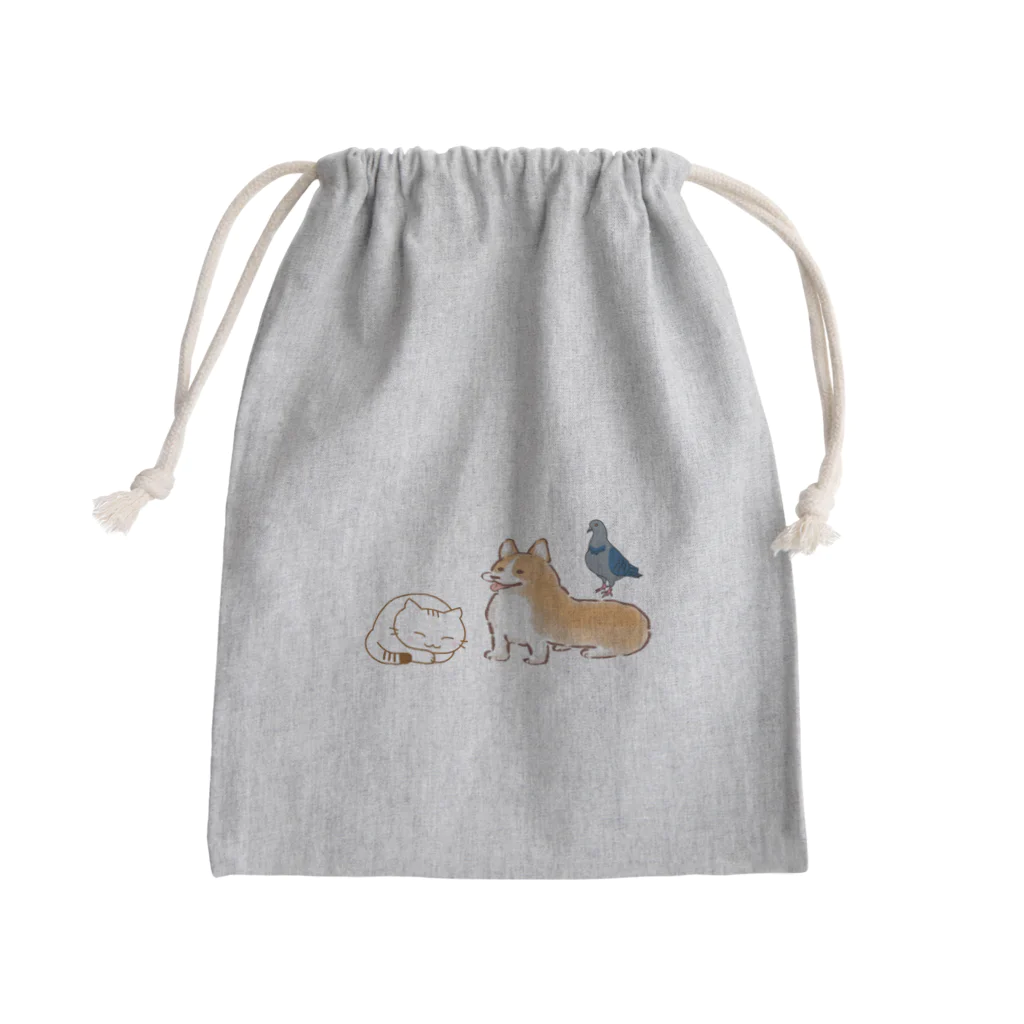 CHIKUSHOの幸せの動物のバッグ Mini Drawstring Bag