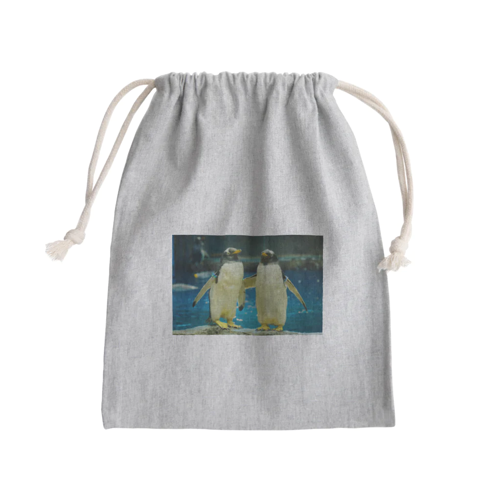 ペンギンの写真のジェンツーペンギン　写真　リアル　仲良し Mini Drawstring Bag