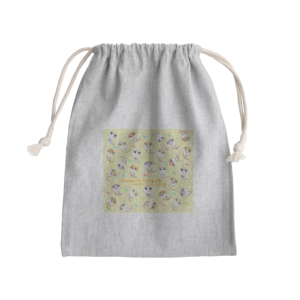 Zipply × Hachucliのおすわりレオパラダイス(イエロー) Mini Drawstring Bag