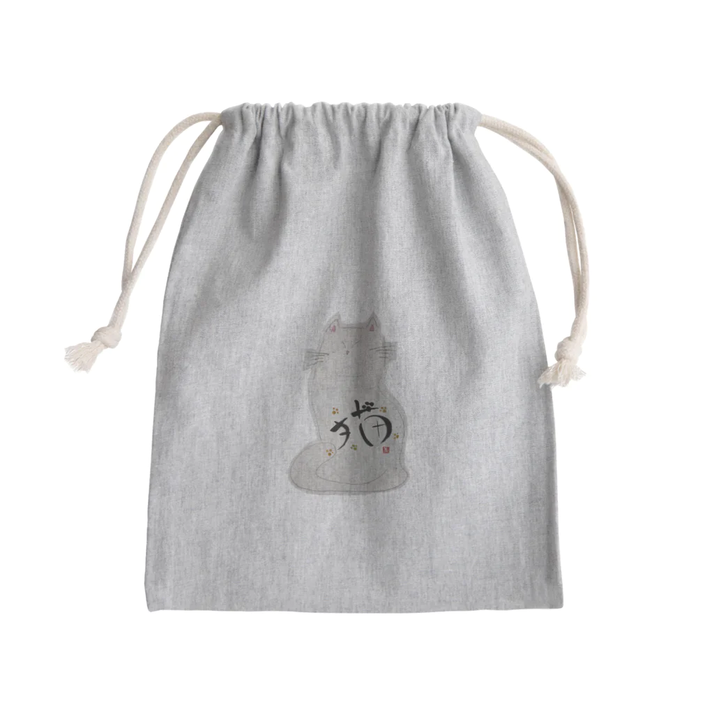 vishowの祈る　しろねこ Mini Drawstring Bag