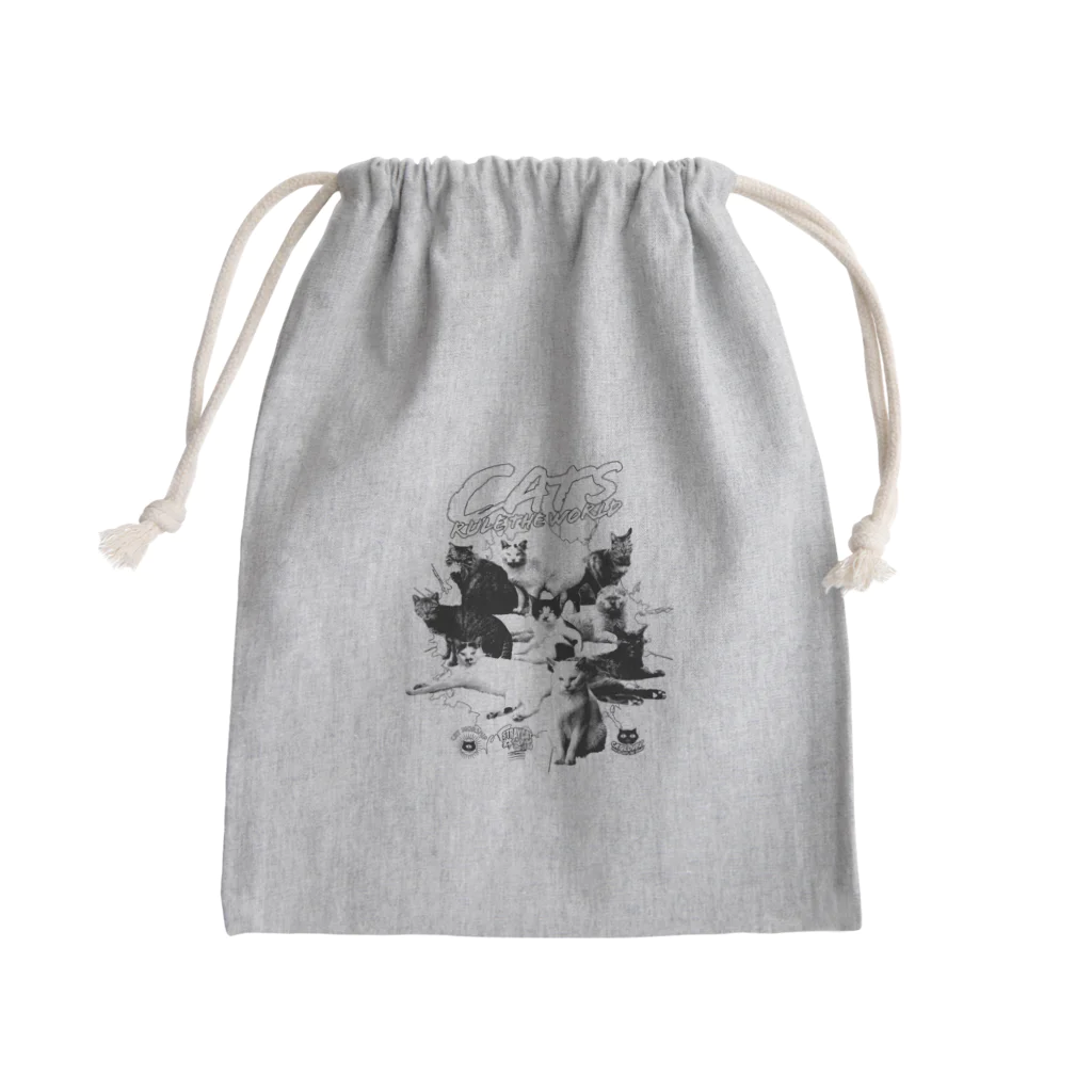 LONESOME TYPE ススの猫が世界を支配する（黒） Mini Drawstring Bag