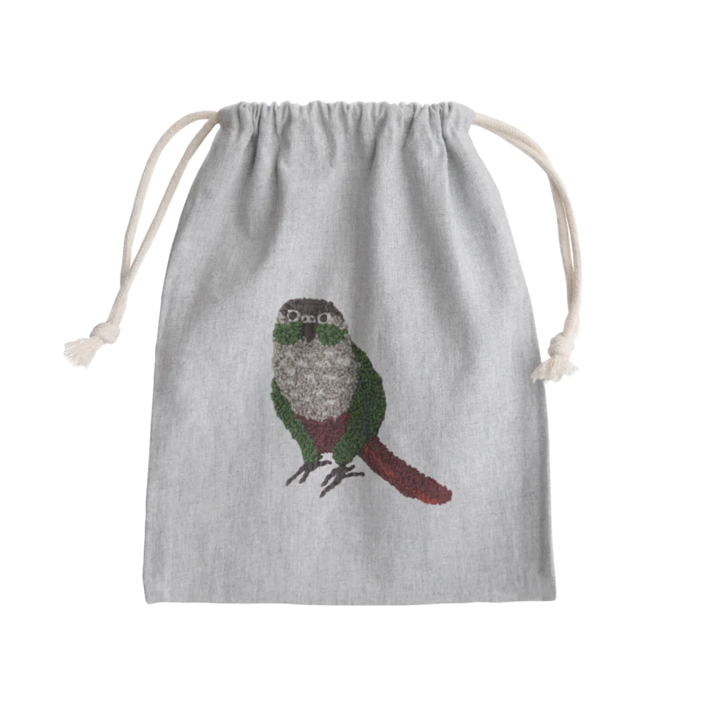 犬と鳥のウロコインコのマメ Mini Drawstring Bag