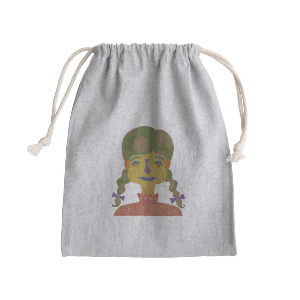 Hinaの三つ編みちゃん Mini Drawstring Bag