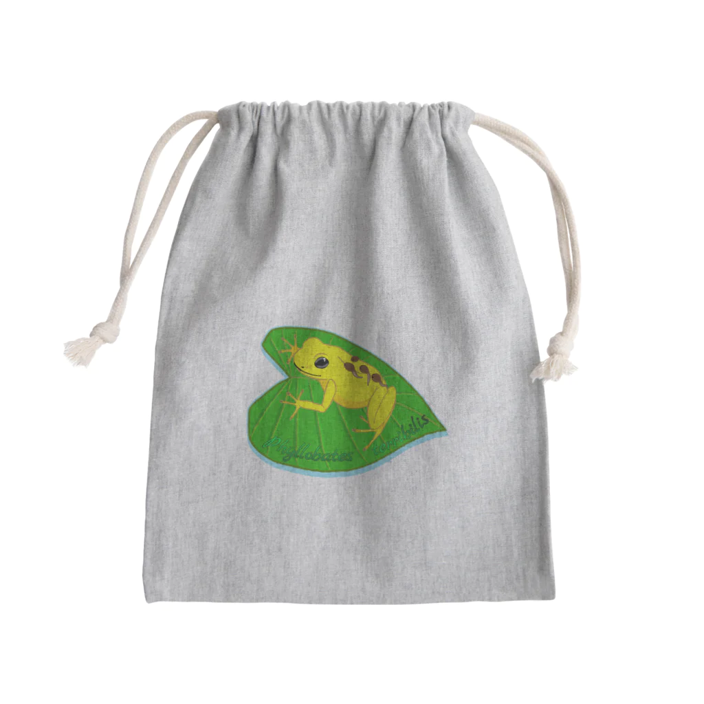 LalaHangeulのPhyllobates terribilis(猛毒吹矢ガエル)　英語バージョン Mini Drawstring Bag