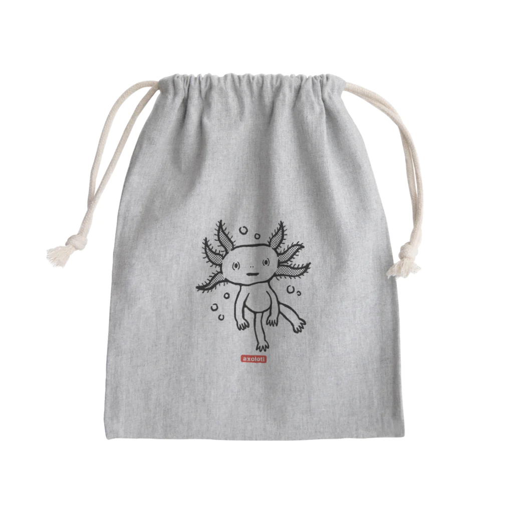 mincruのおとぼけ顔のウパさん_モノクロver Mini Drawstring Bag